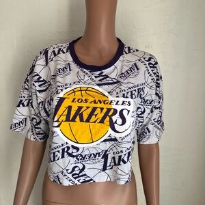 Primary NBA Los Angeles LAKERS Graphic Print Cropped T-Shirt Women’s Size XS Top